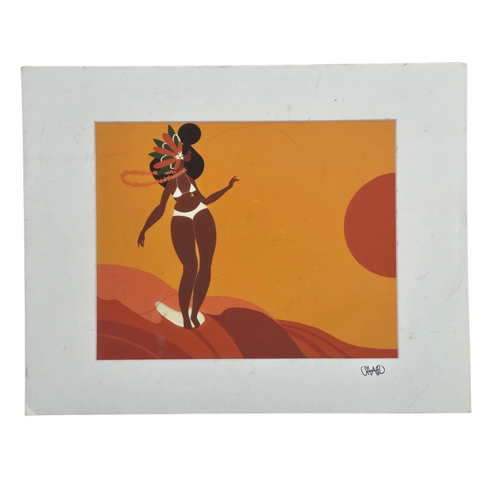 Punky Aloha Studio Slide Surf Art Print Orange 8x10 Signed Shar Tuiasoa READ